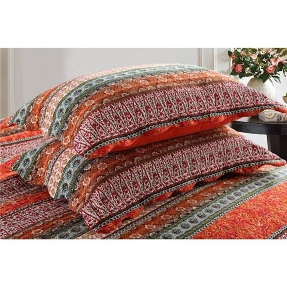 Striped Classical Cotton 3-Piece Patchwork Bedspread Quilt Sets, Queen Size - Picture 4 of 7
